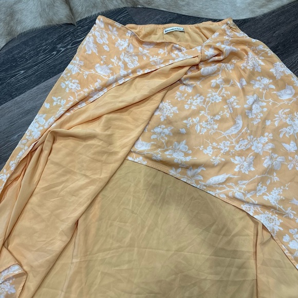 Abercrombie & Fitch Womens Floral Bird Wrap Maxi Skirt Yellow XL - Picture 3 of 8
